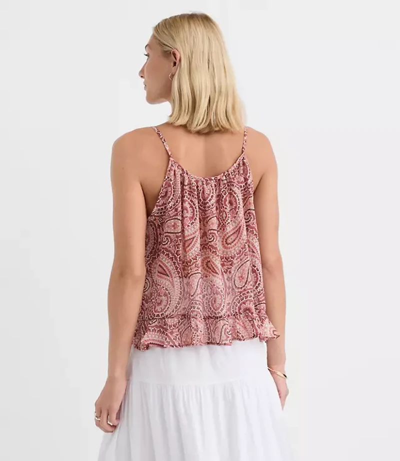 Paisley Keyhole Ruffle Hem Cami