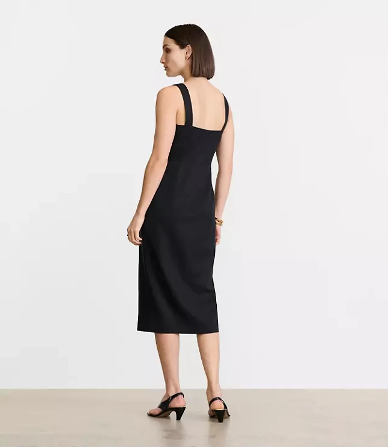 LOFT Versa Pure Spun Strappy Button Midi Dress