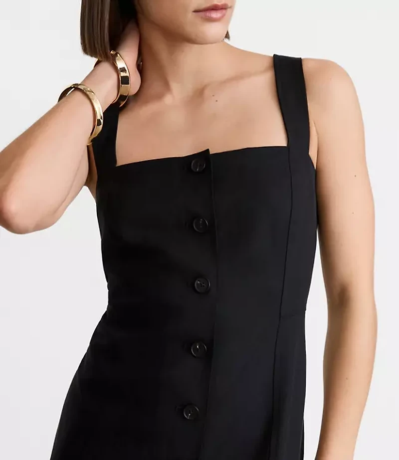LOFT Versa Pure Spun Strappy Button Midi Dress