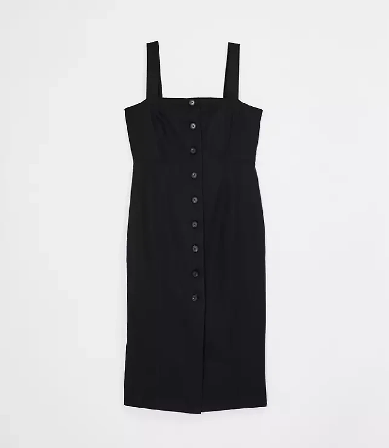 LOFT Versa Pure Spun Strappy Button Midi Dress