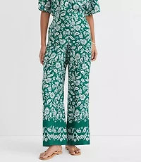 Fluid Pull On Wide Leg Pants Floral Twill