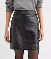 Petite Embossed Faux Leather Mini Skirt