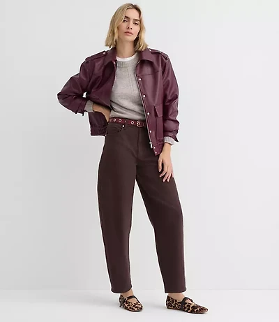 Petite High Rise Barrel Jeans Iced Espresso