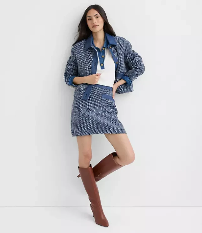 Denim Tweed Mini Skirt