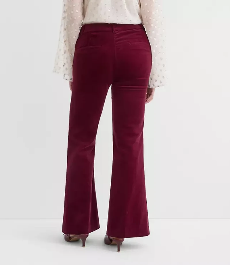 Petite Curvy Slim Flare Pants Stretch Velvet