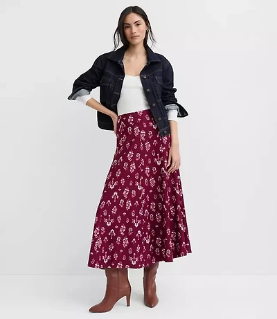 Floral Gored Midi Skirt