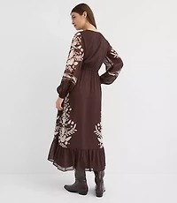 Petite Floral Garland Flounce Maxi Pocket Dress