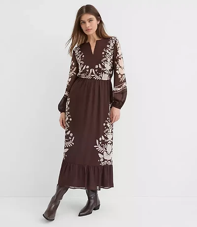 Petite Floral Garland Flounce Maxi Pocket Dress