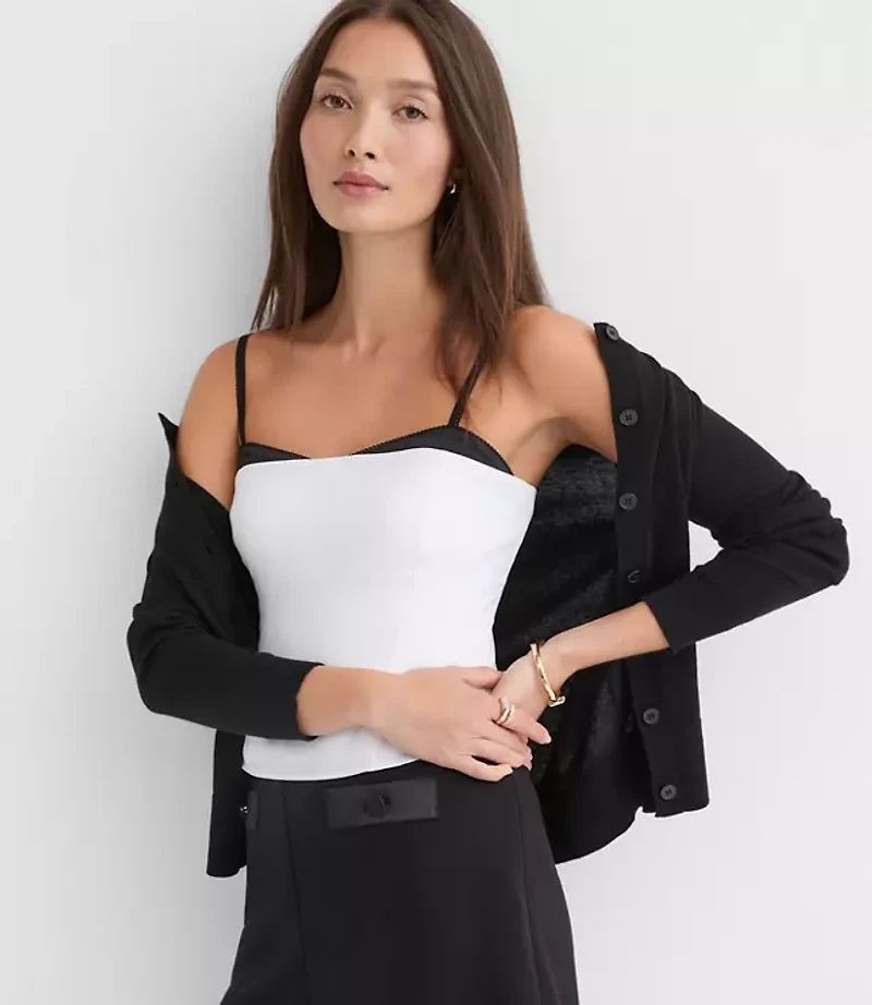 Satin Trim Strappy Bustier Top