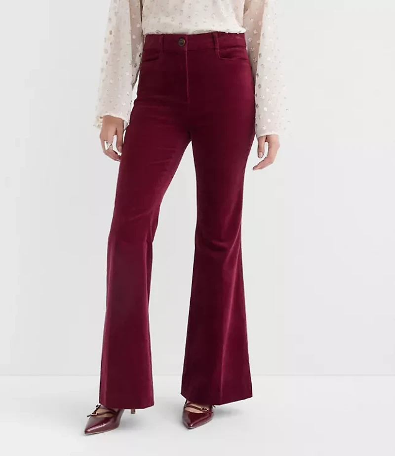 Petite Slim Flare Pants Stretch Velvet