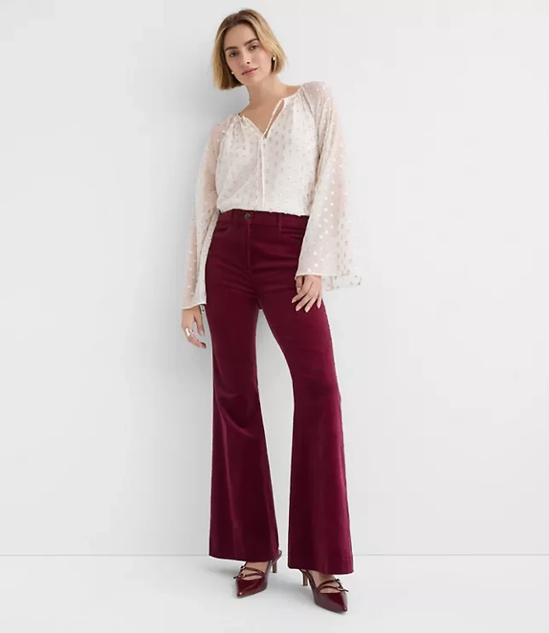 Petite Slim Flare Pants Stretch Velvet