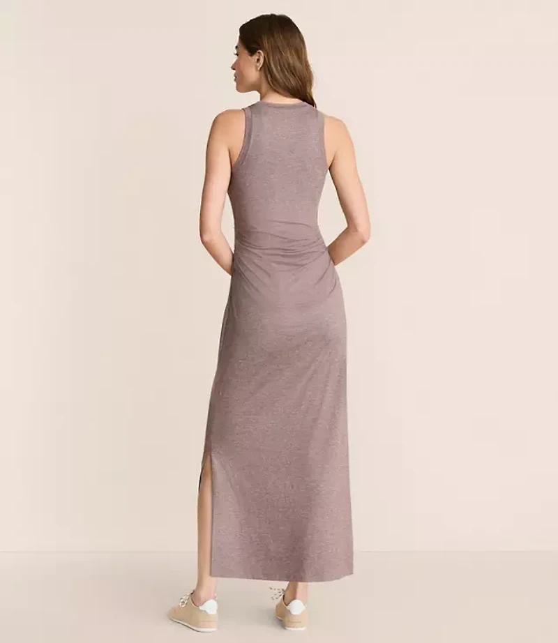 Lou & Grey Heathered Brushedsoft Ruched Tank Midi Dress