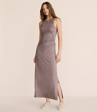 Lou & Grey Heathered Brushedsoft Ruched Tank Midi Dress
