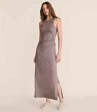Lou & Grey Heathered Brushedsoft Ruched Tank Midi Dress
