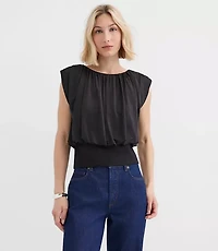 Pleated Banded Hem Top
