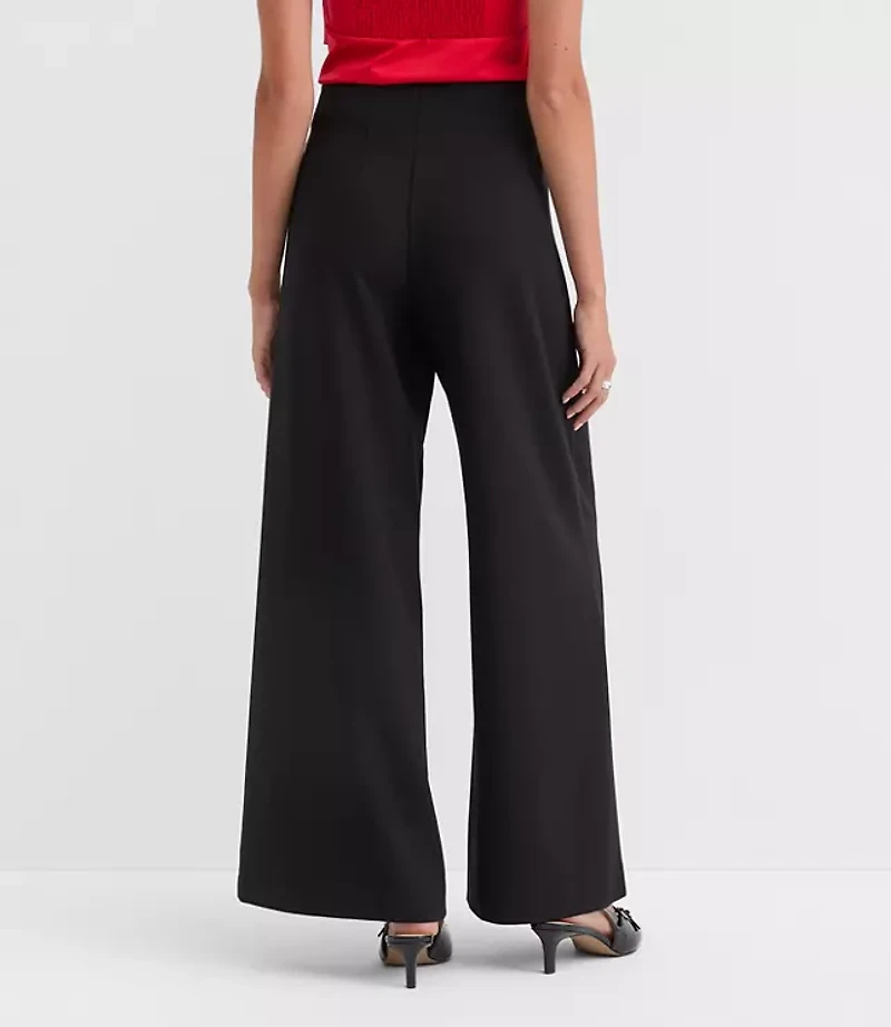 Petite Curvy Darted Palazzo Pants Doubleface