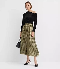 Metallic Jacquard Midi Pocket Skirt