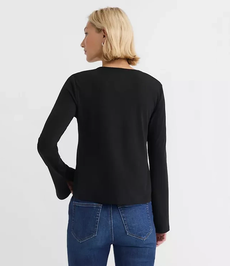 Crepe Jersey Tie Front Top