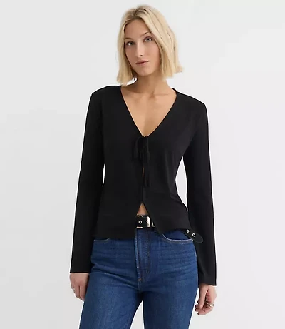 Crepe Jersey Tie Front Top