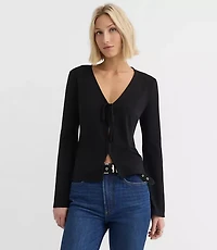 Crepe Jersey Tie Front Top
