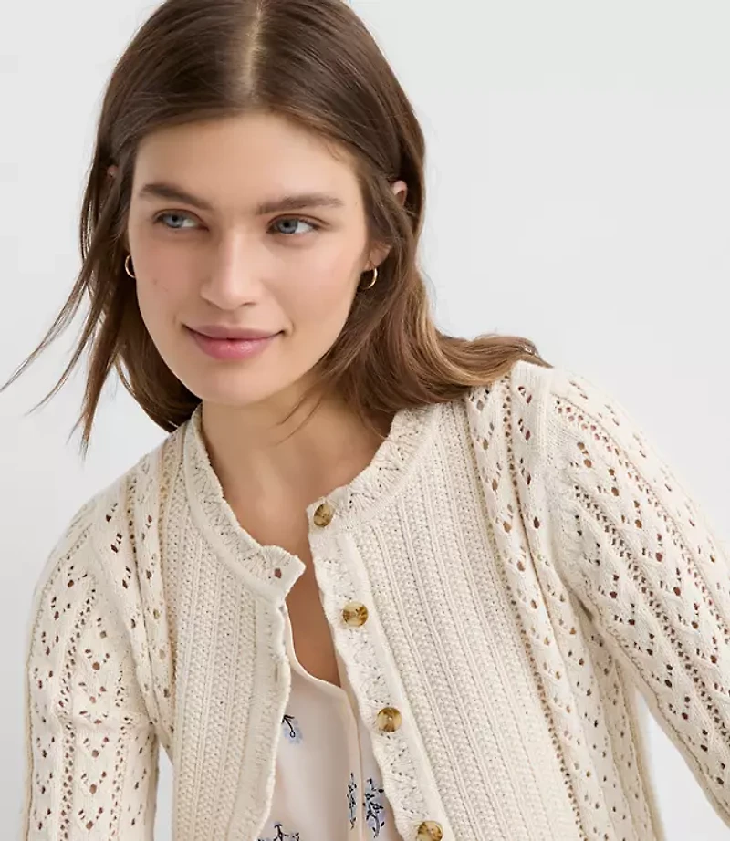 Scalloped Pointelle Cardigan