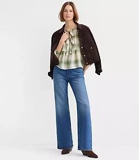 Petite Plaid Bow Peplum Top