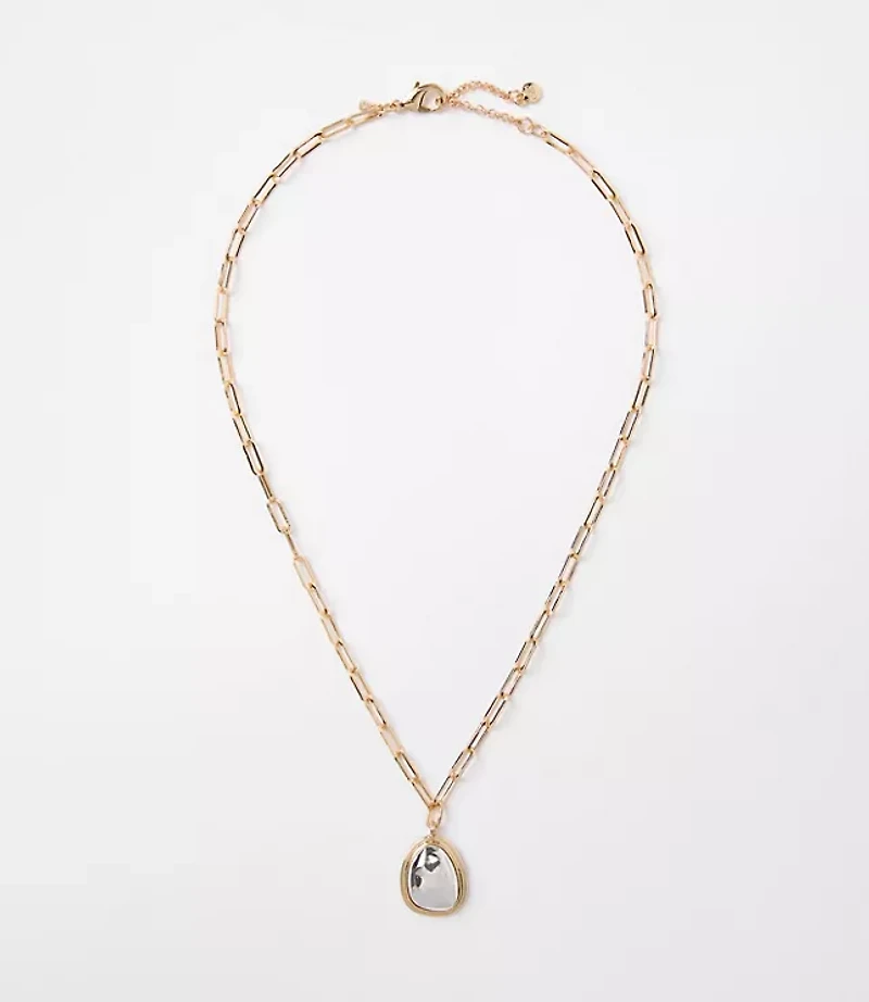 Mixed Metal Chunky Pendant Necklace