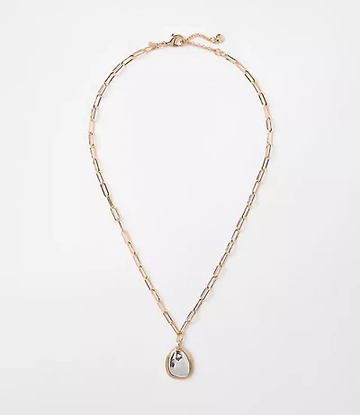 Mixed Metal Chunky Pendant Necklace