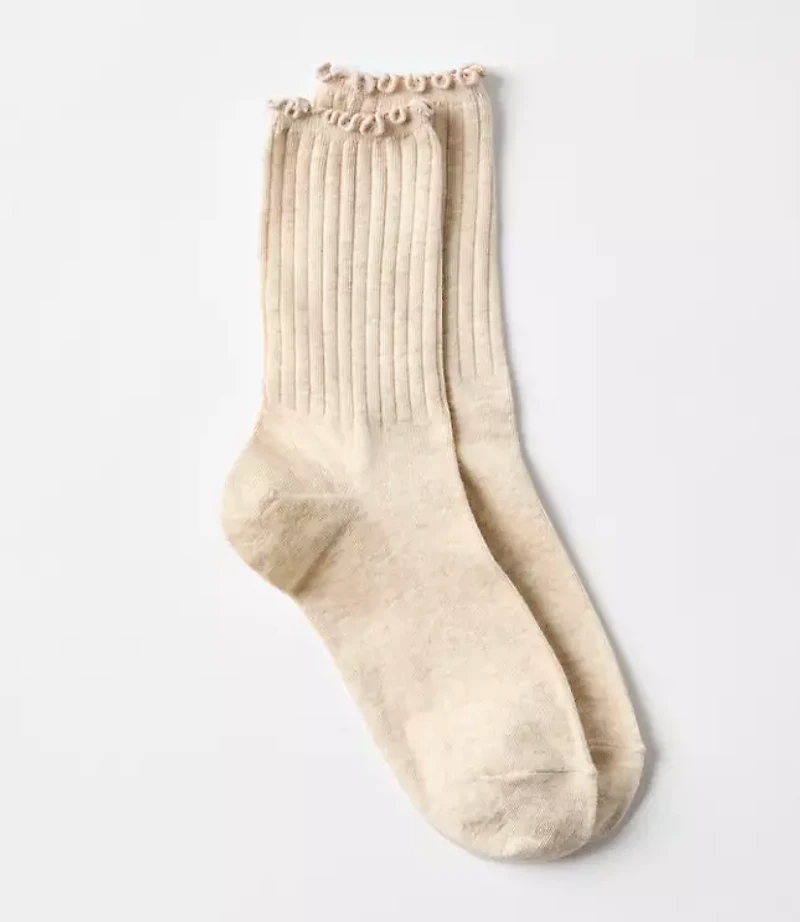 Ruffle Ribbed Crew Socks