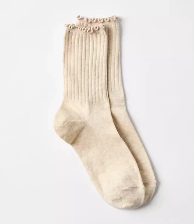 Ruffle Ribbed Crew Socks