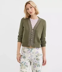 Lace Trim V-Neck Cardigan