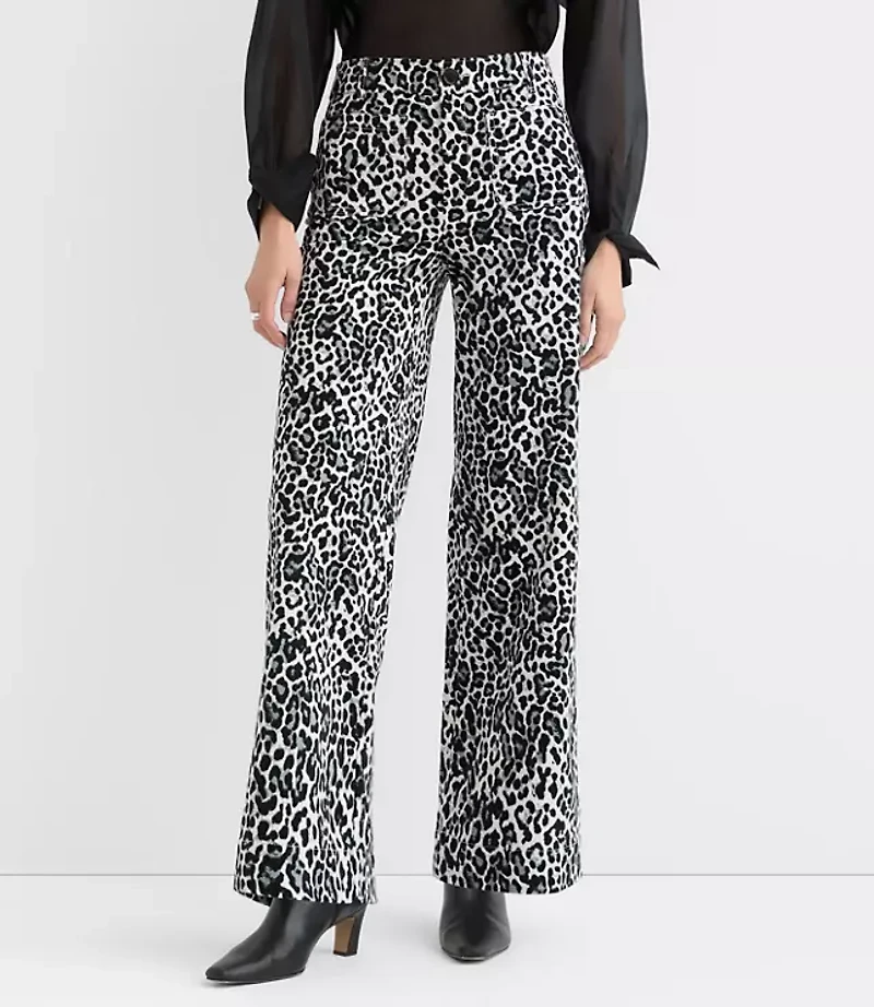 Palmer Wide Leg Pants Leopard Print Velvet
