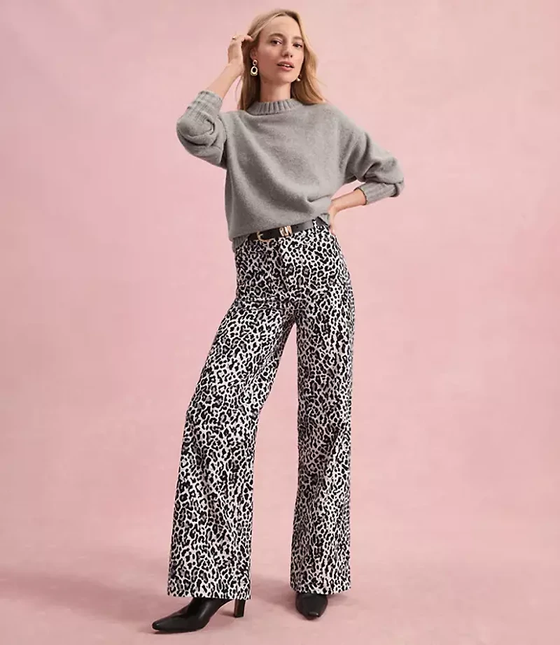 Palmer Wide Leg Pants Leopard Print Velvet