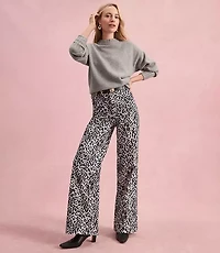 Palmer Wide Leg Pants Leopard Print Velvet