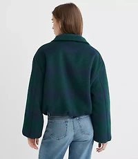 Plaid Funnel Neck Bubble Jacket