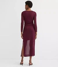 Mesh Ruched Midi Dress