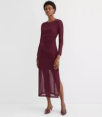 Mesh Ruched Midi Dress