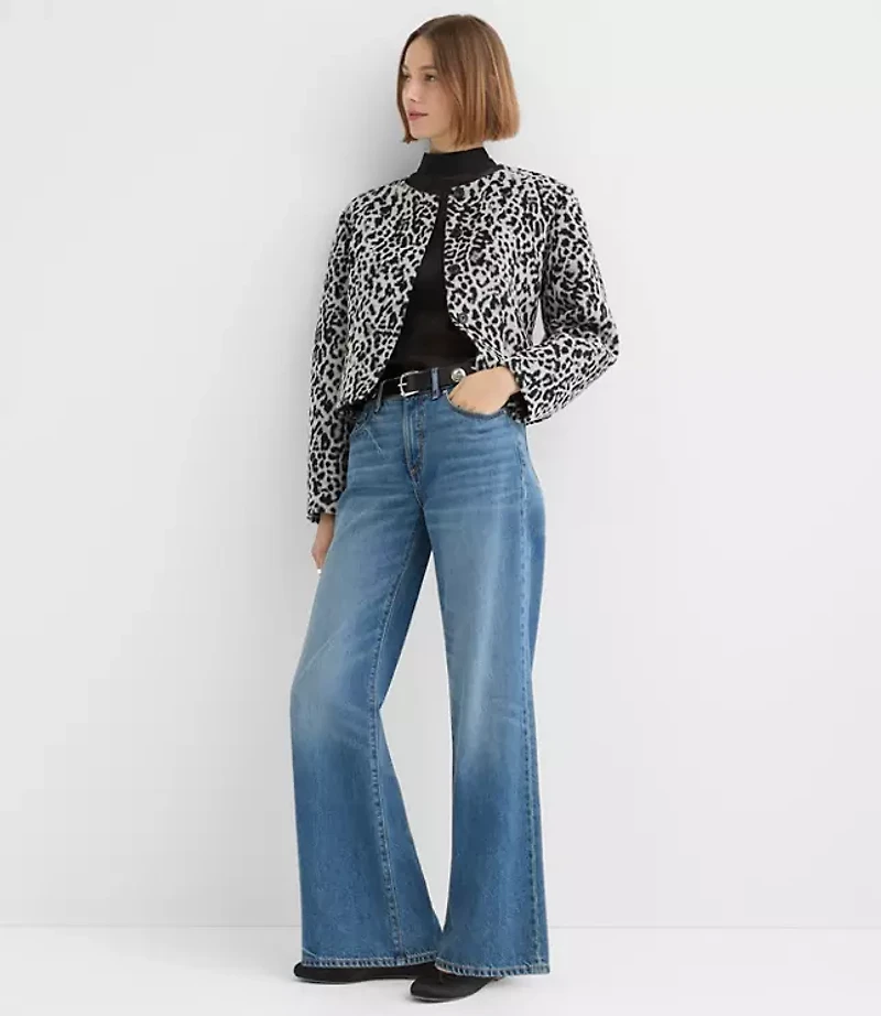 Petite Snow Leopard Print Structured Jacket