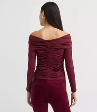 Petite Ruched Off The Shoulder Top