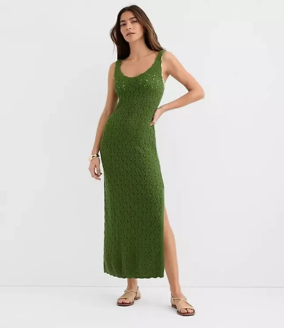 LOFT Beach Stitchy V-Neck Maxi Sweater Dress