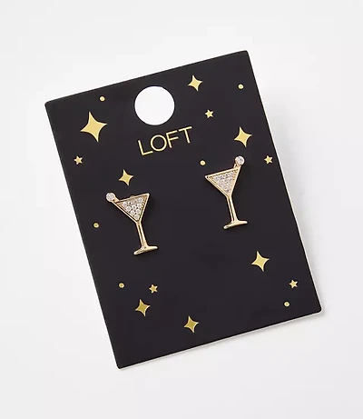 Pave Martini Stud Earrings