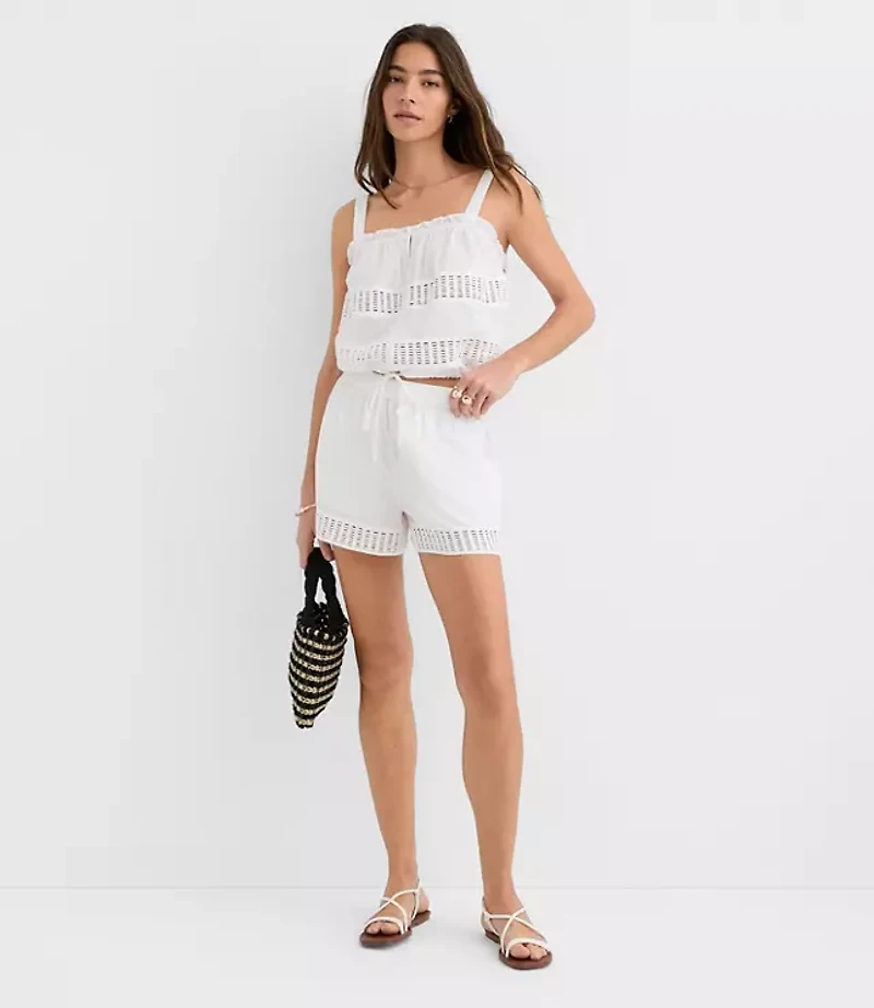 LOFT Beach Crochet Trim Shorts