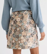 Petite Floral Sequin Mini Skirt
