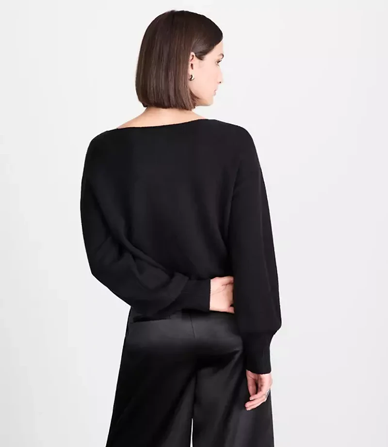 LOFT Versa Cropped Boatneck Sweater