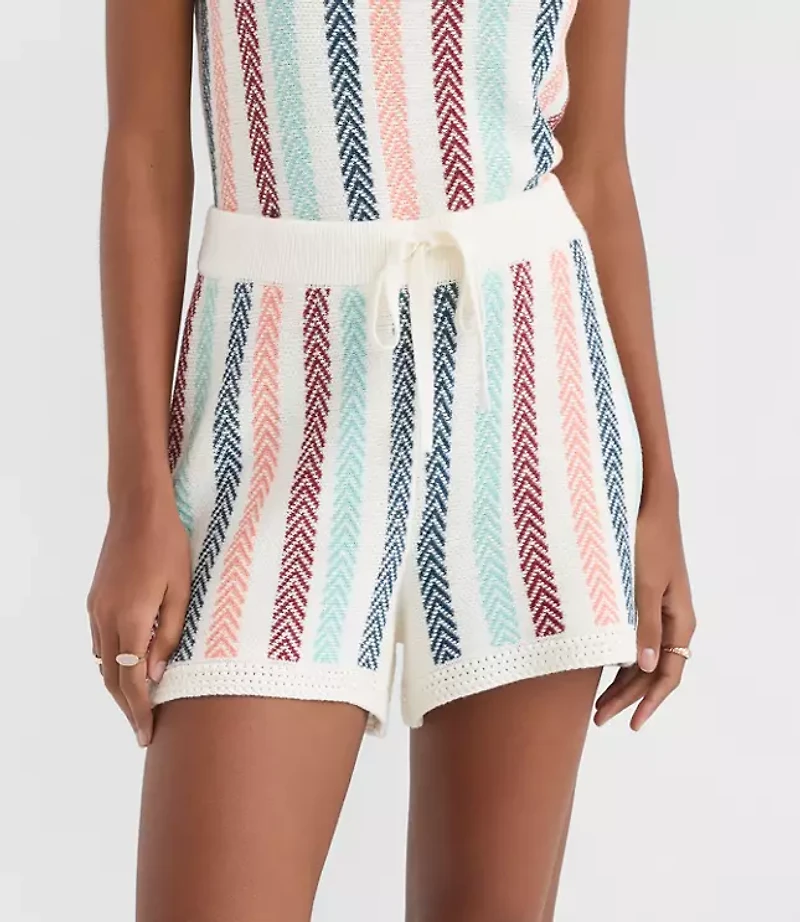 LOFT Beach Chevron Stripe Drawstring Shorts