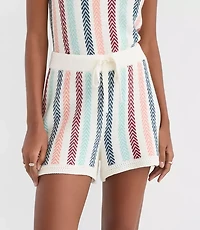 LOFT Beach Chevron Stripe Drawstring Shorts