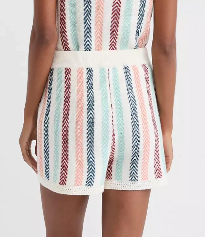 LOFT Beach Chevron Stripe Drawstring Shorts