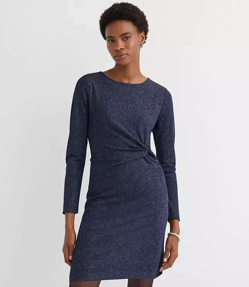Petite Shimmer Twist Midi Dress
