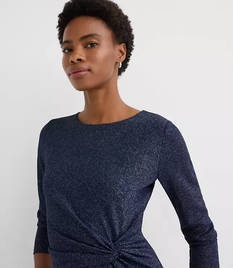 Petite Shimmer Twist Midi Dress