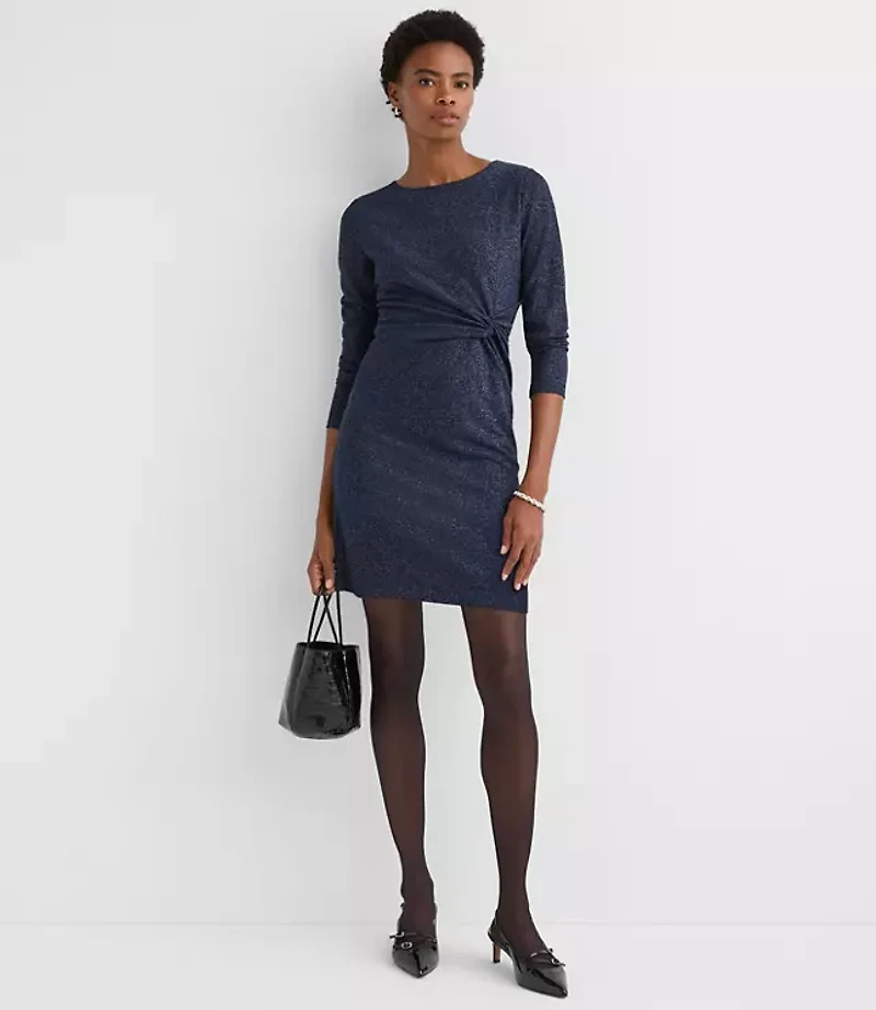 Petite Shimmer Twist Midi Dress